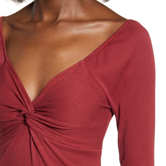 All in Favor Red Ribbed Knit Mini Dress Sz M - Picture 2 of 11